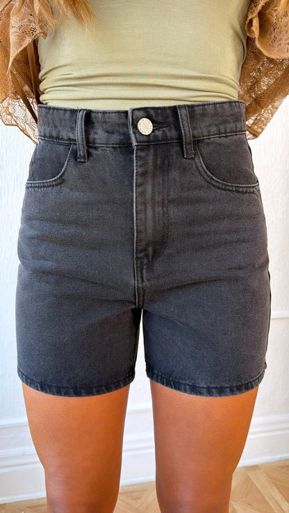 Daily Wear Denim Mom Shorts, Black