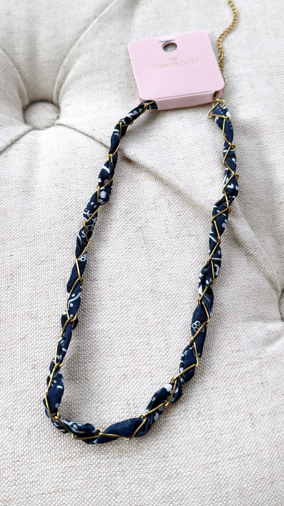 Bandana Twist Necklace, Black