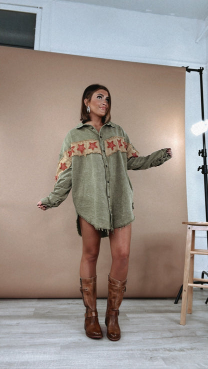 All The Stars Washed Button Down Top, Olive