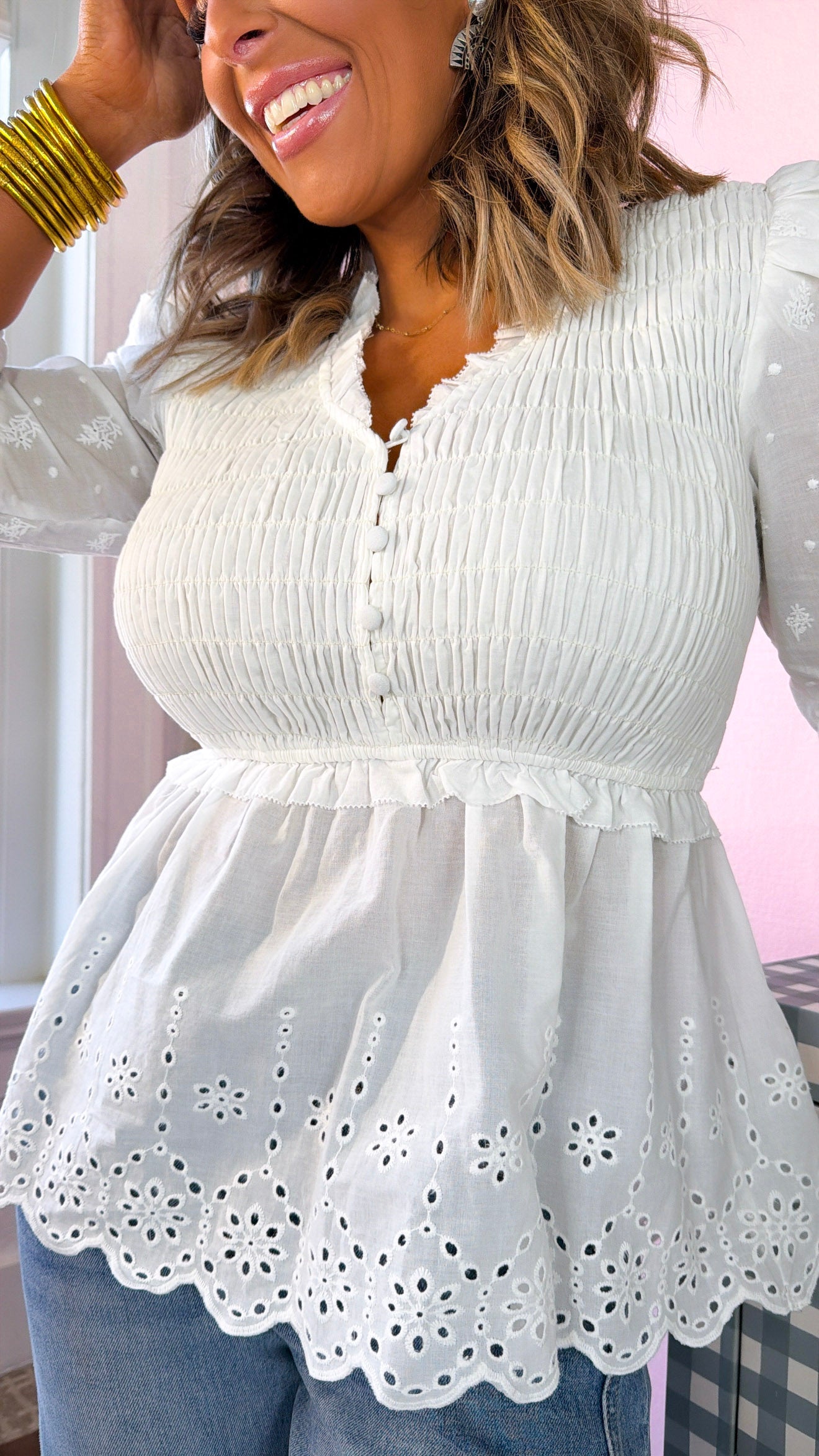 Florance Eyelet Blouse, Off White