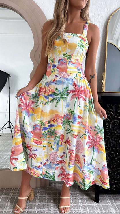 Coastal Vibes Midi Dress, Cream