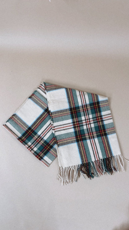 Checkered Pattern Scarf, Beige
