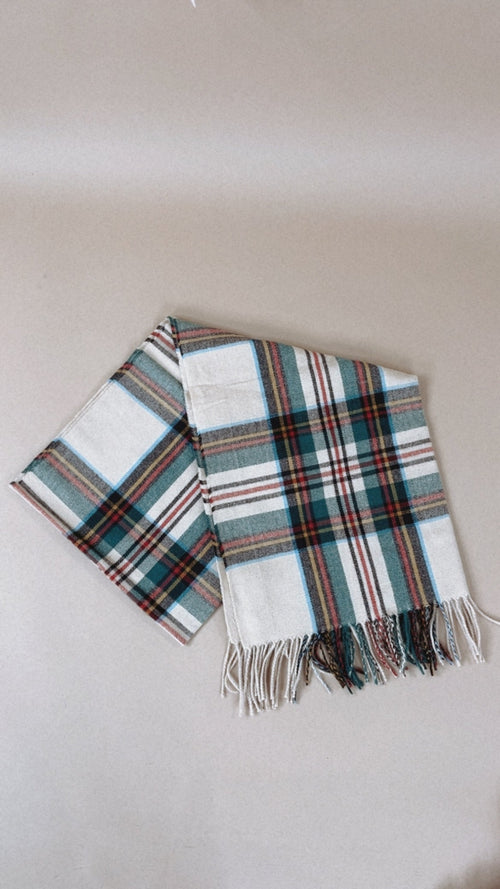 Checkered Pattern Scarf, Beige
