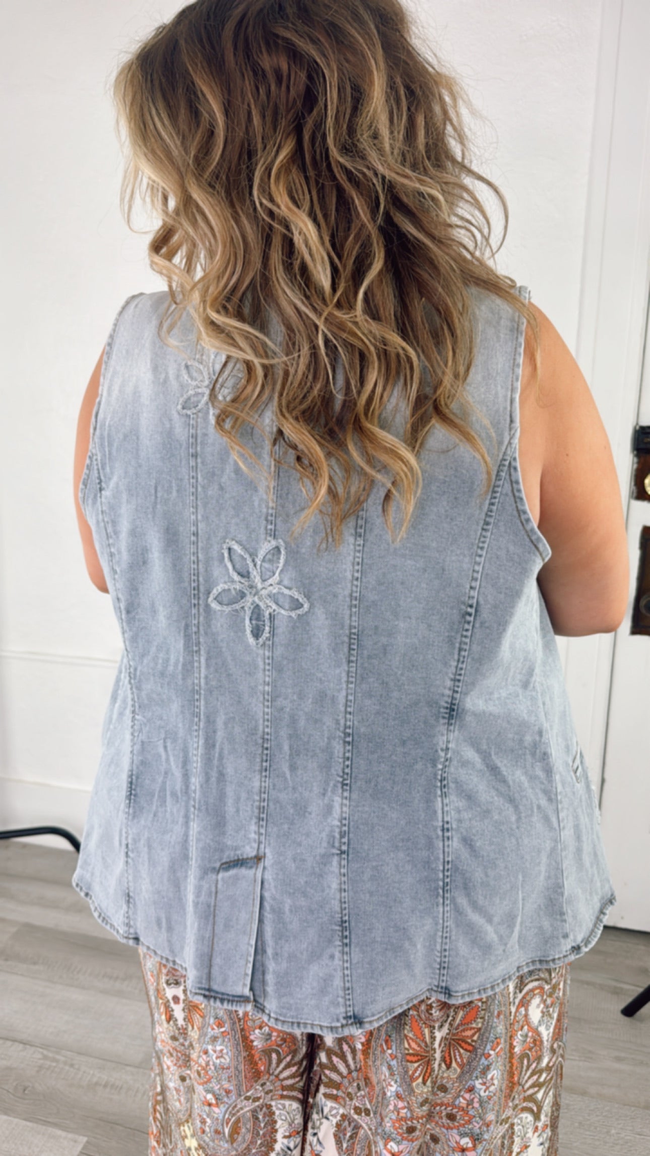 Bloom & Vine Floral Patch Denim Vest