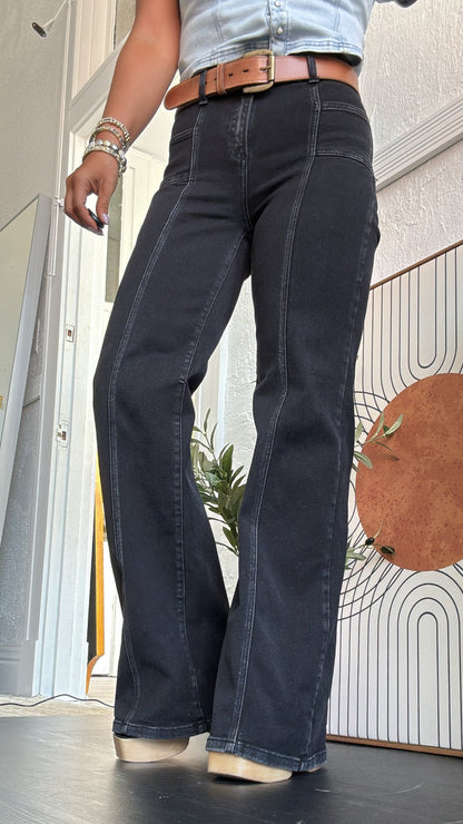 Duke Mid Rise Black Denim, Risen