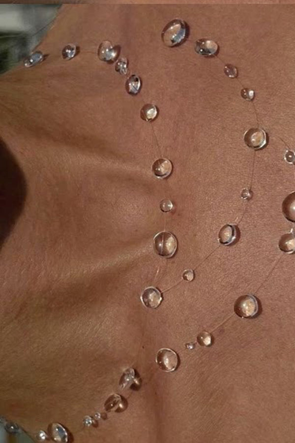 Clear Crystal Dewdrop Collarbone Necklace