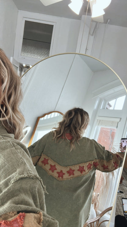 All The Stars Washed Button Down Top, Olive