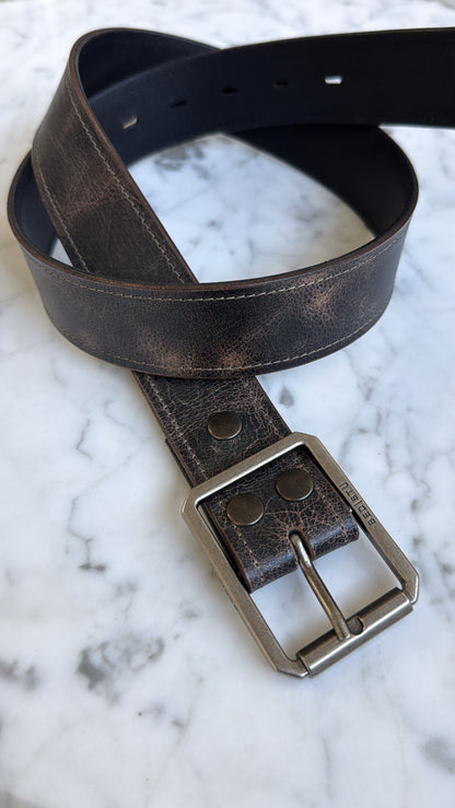 Bedstu Meander Leather Belt, Black Lux