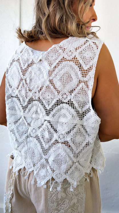 Flora Mae Lace Vest, Off White