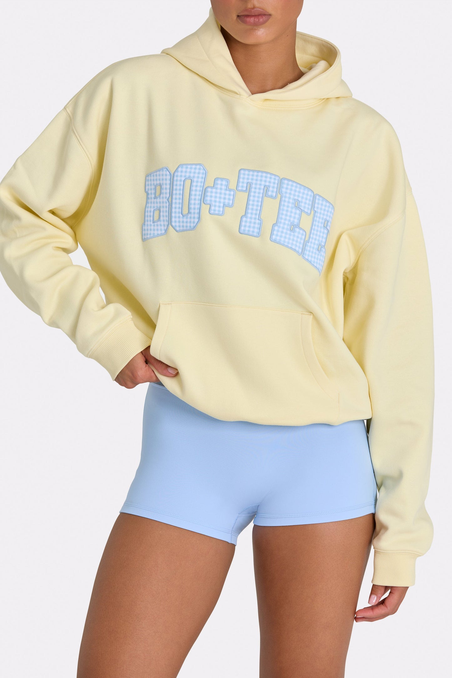 Oversized Applique Hoodie in Lemon