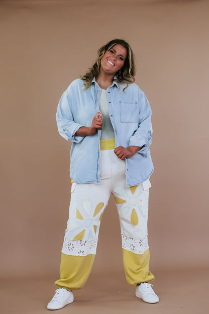 Floral Patchwork Jogger, Yellow