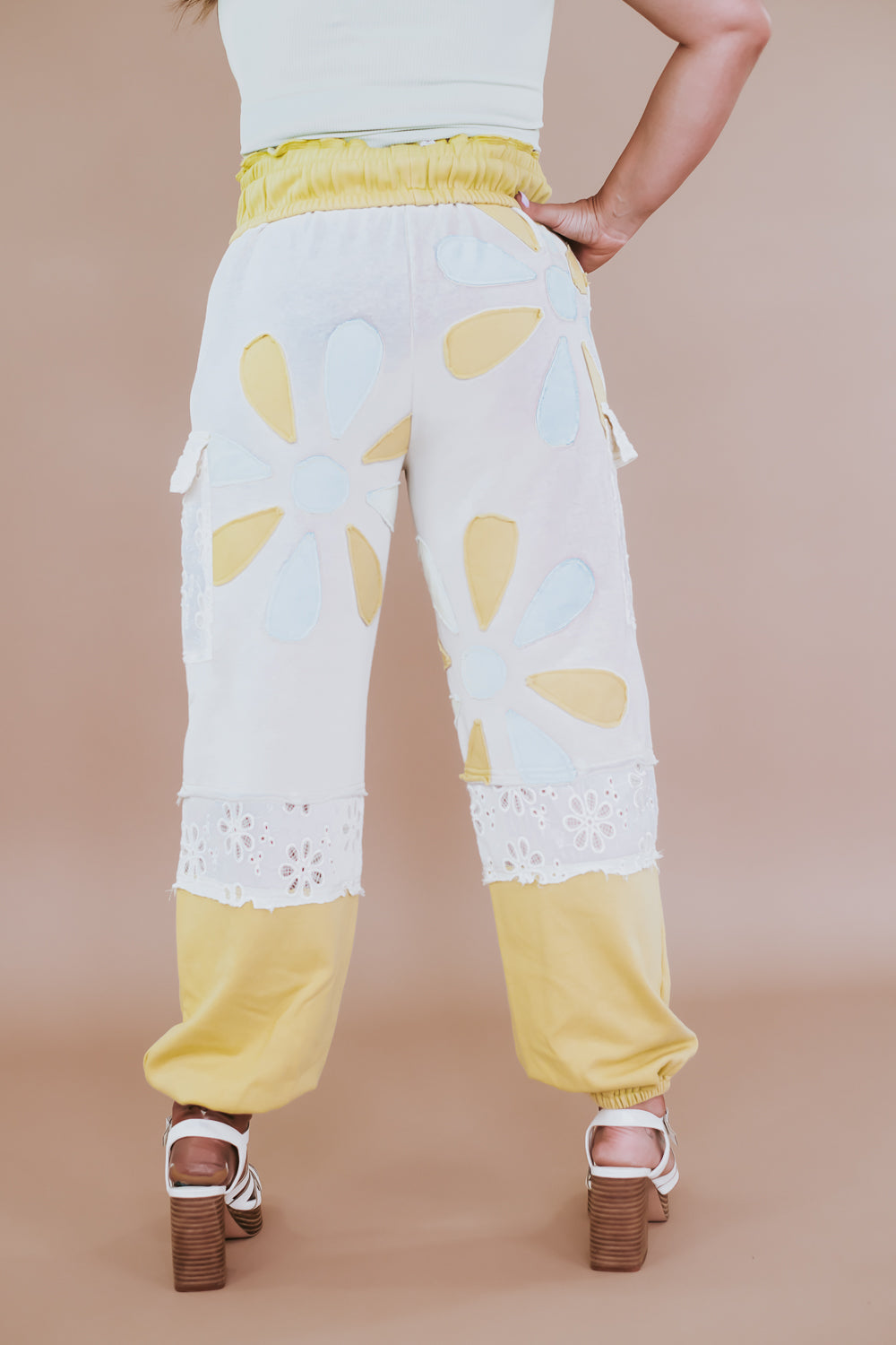 Floral Patchwork Jogger, Yellow