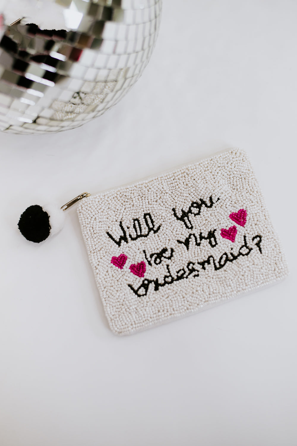 Be My Bridesmaid Beaded Clutch, White