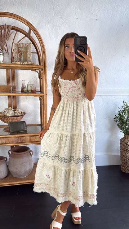 Fallin Florals Maxi Dress, Cream