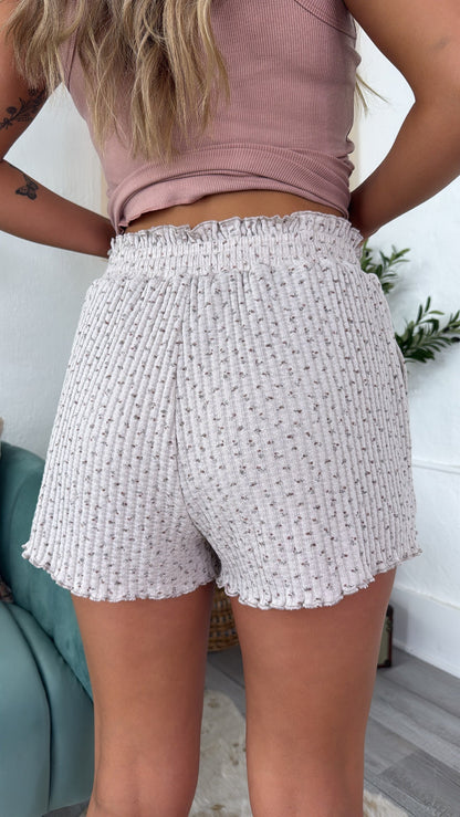 Flora Floral Texture Shorts, Taupe multi