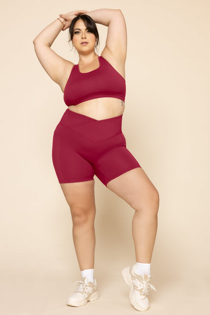 Crisscross Hourglass® Midi Shorts with Pockets - Ruby