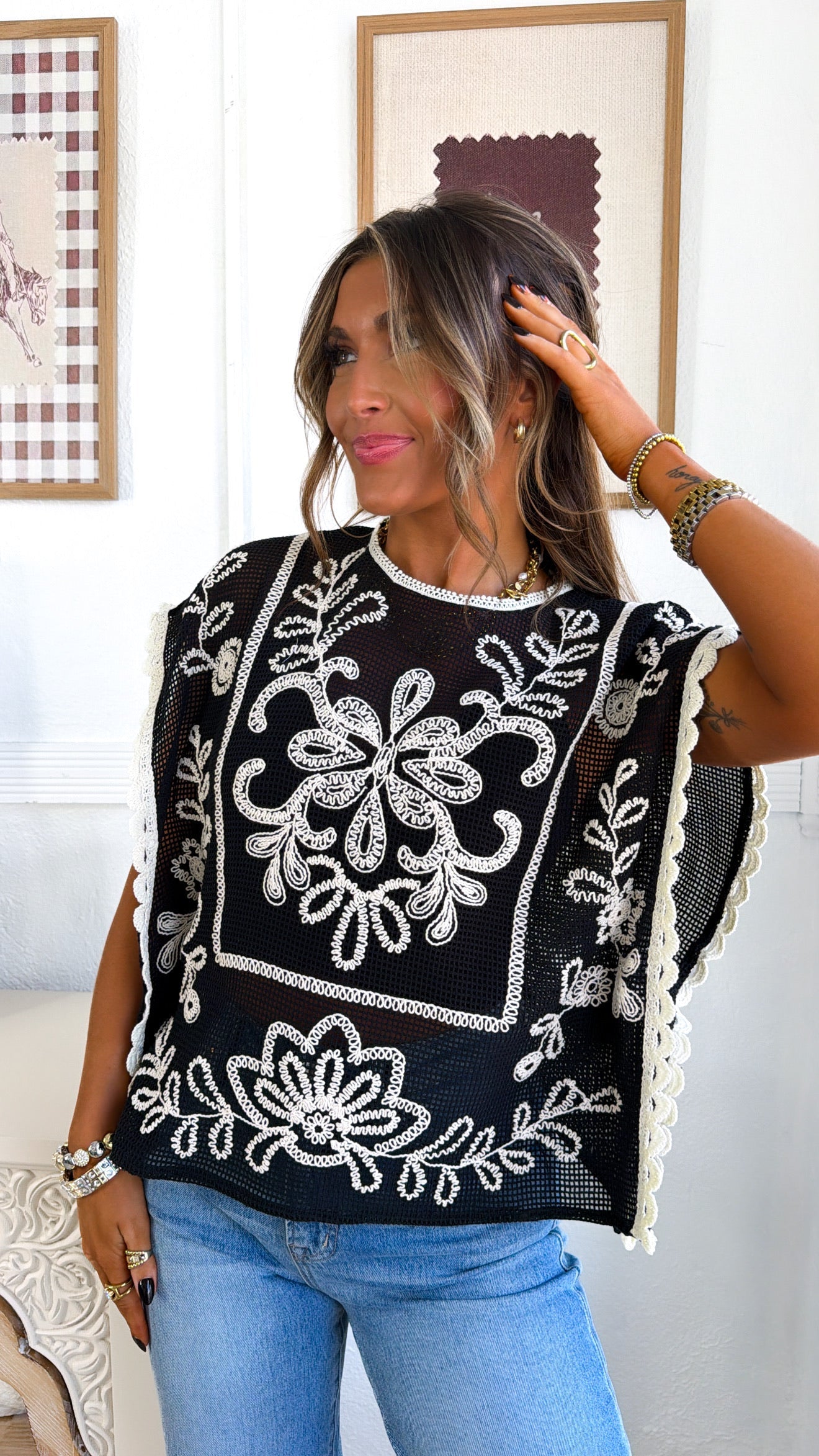 BY TOGETHER: Sea Breeze Top, Black Natural