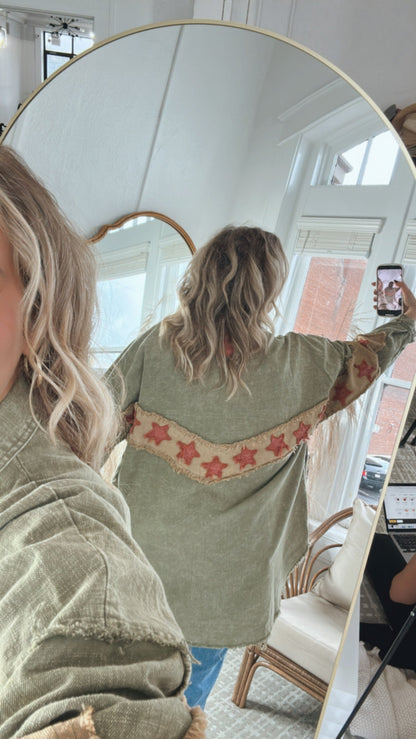 All The Stars Washed Button Down Top, Olive