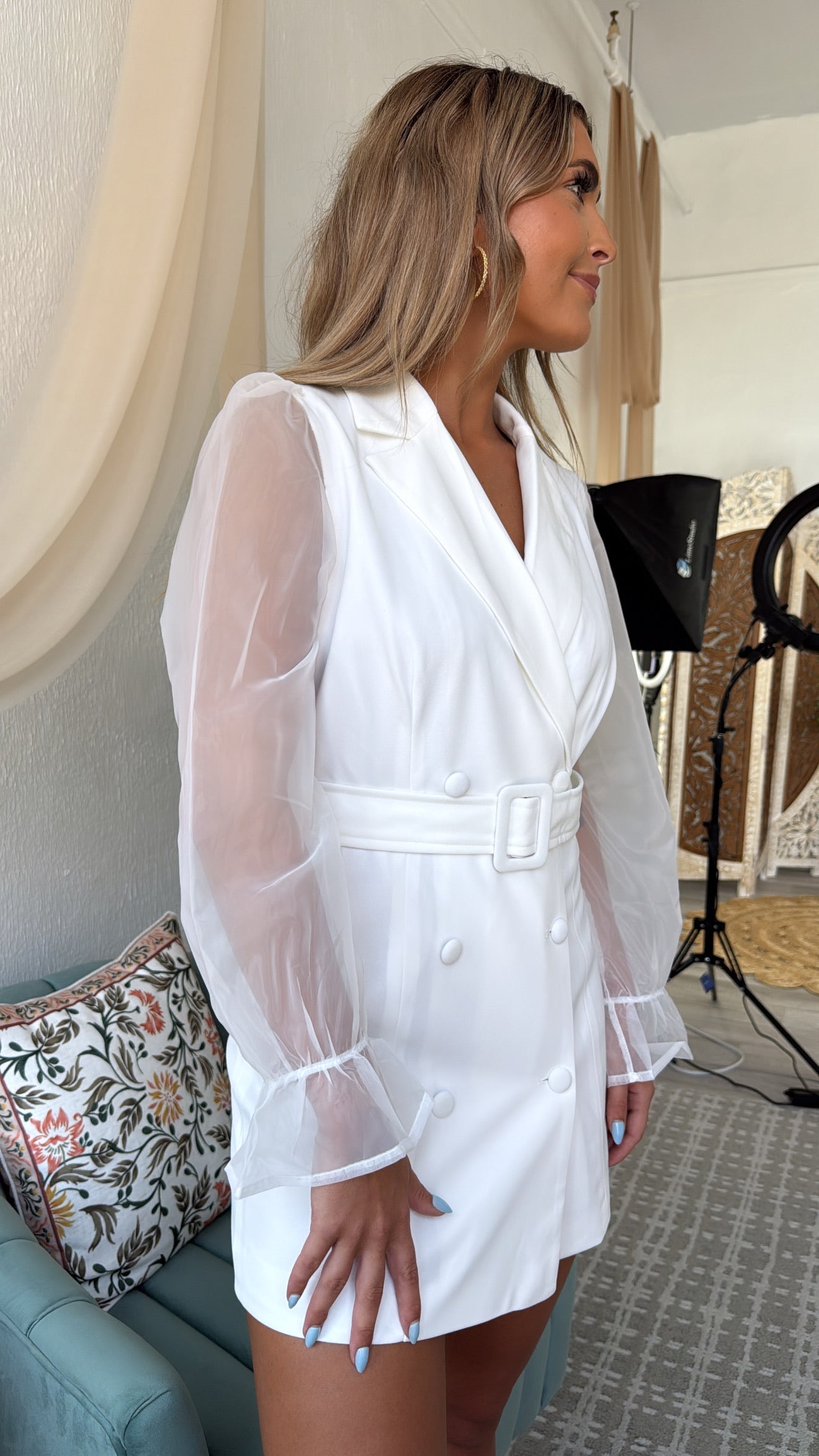 Let's Meet Up Blazer Dress, White