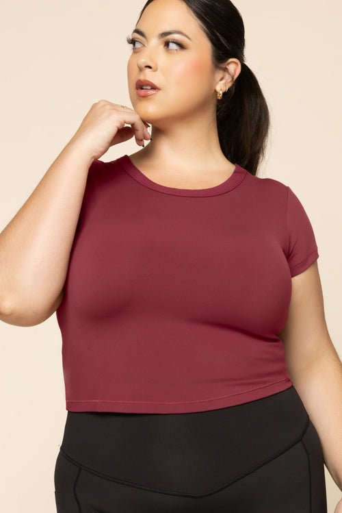 Call Me Baby Tee (Cropped) - Crimson