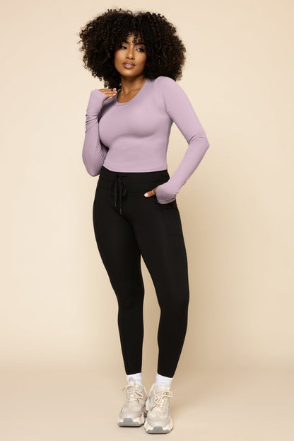 Call Me Baby Long Sleeve Top (Cropped) - Dusty Mauve