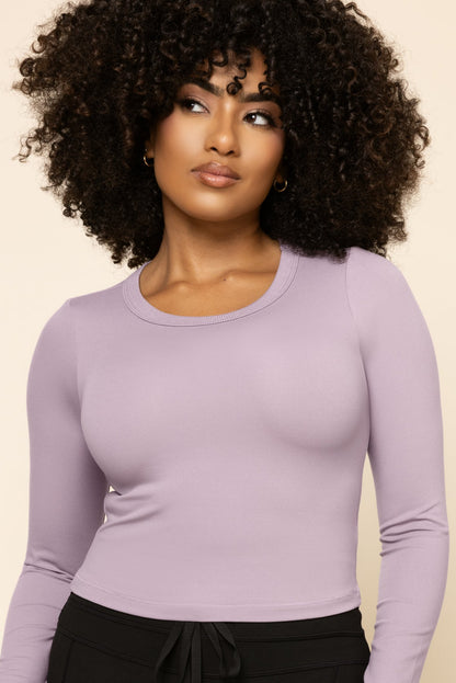 Call Me Baby Long Sleeve Top (Cropped) - Dusty Mauve