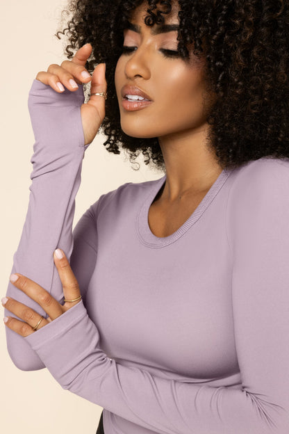 Call Me Baby Long Sleeve Top (Cropped) - Dusty Mauve
