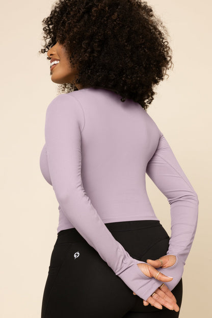 Call Me Baby Long Sleeve Top (Cropped) - Dusty Mauve