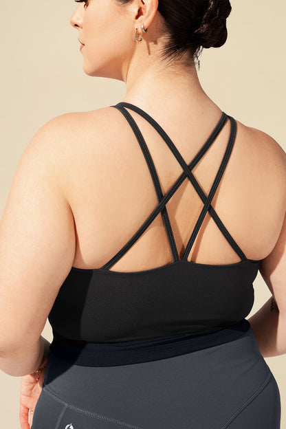 Celeste Mesh Crop Bralette - Black
