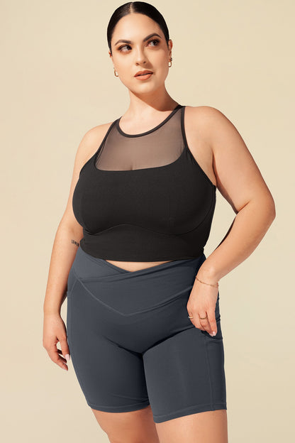 Celeste Mesh Crop Bralette - Black