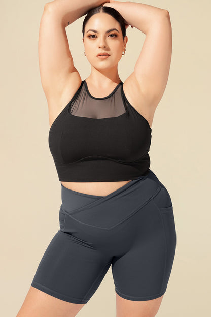 Celeste Mesh Crop Bralette - Black