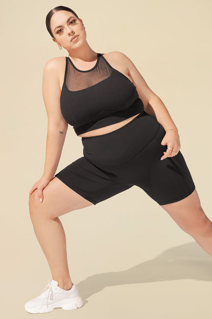 Celeste Mesh Crop Bralette - Black