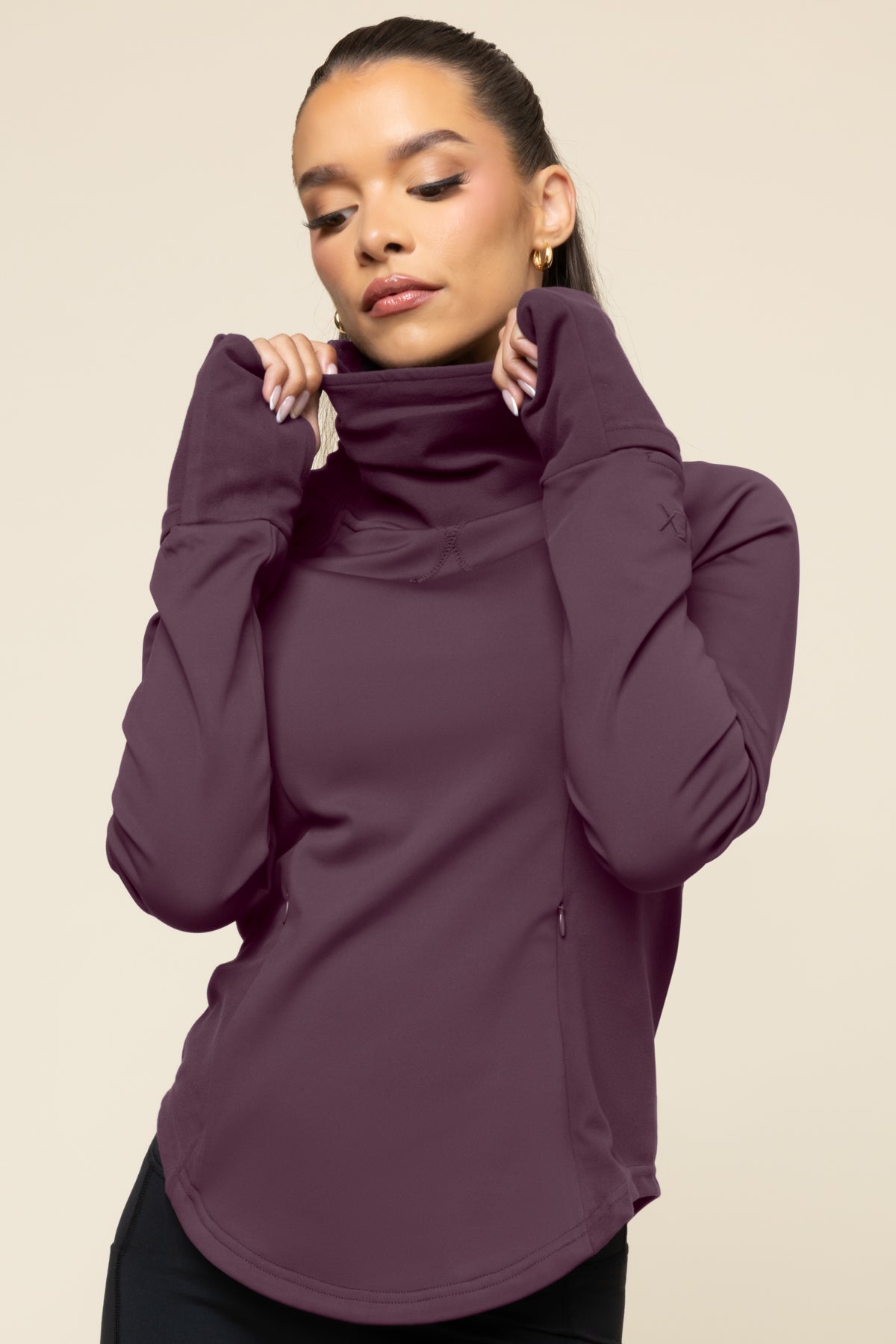 Chasing Pavements Mockneck Pullover - Aubergine