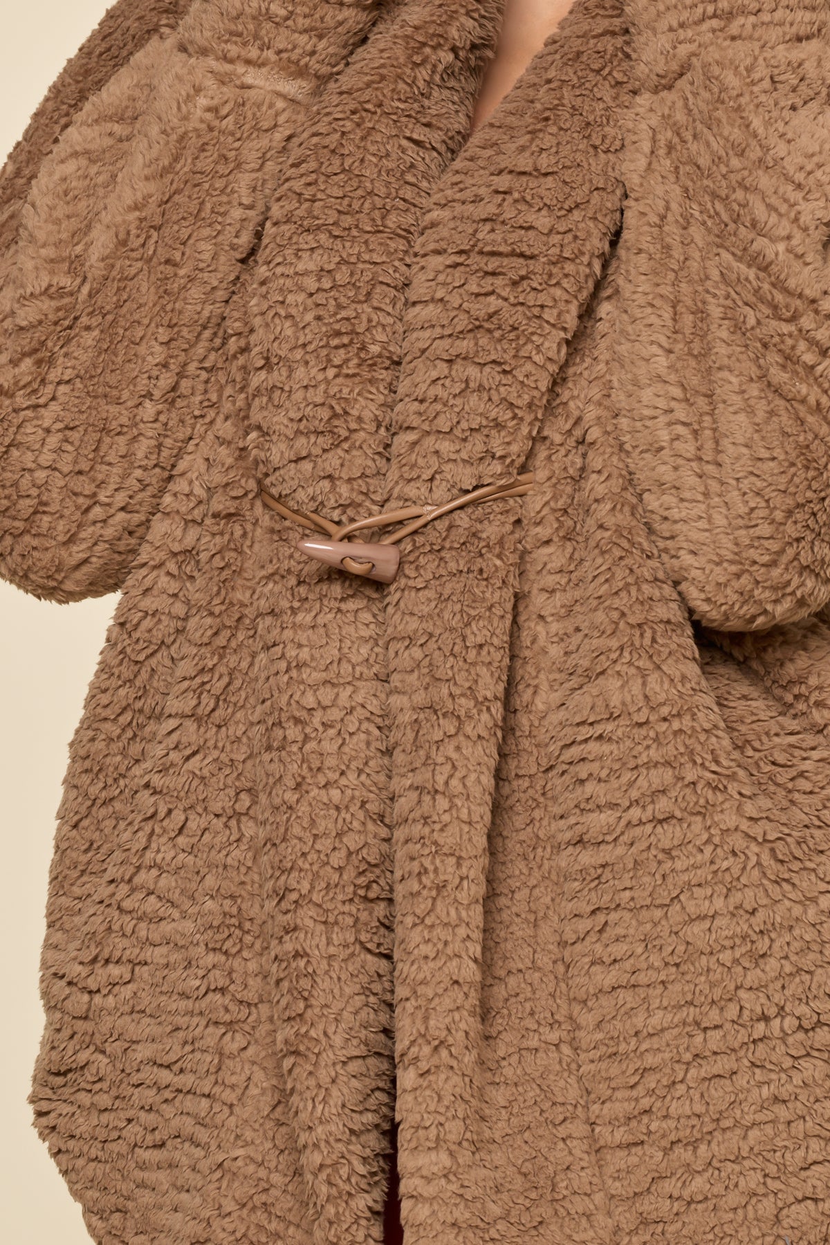 Faux Sherpa Cocoon Coat - Teddy Bear Brown