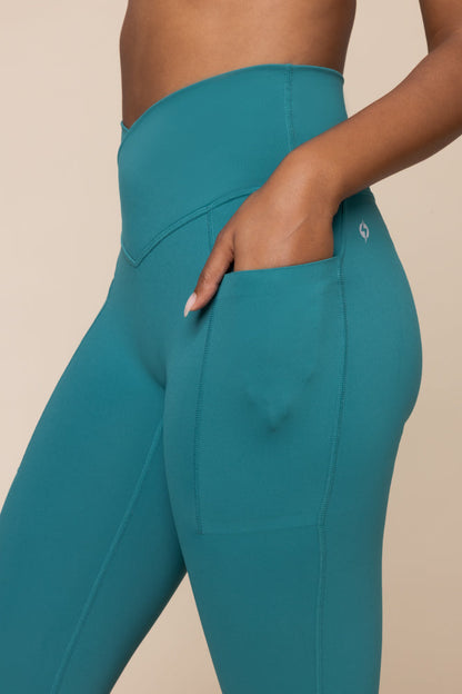 Crisscross Hourglass® Flared Legging with Pockets - Emerald