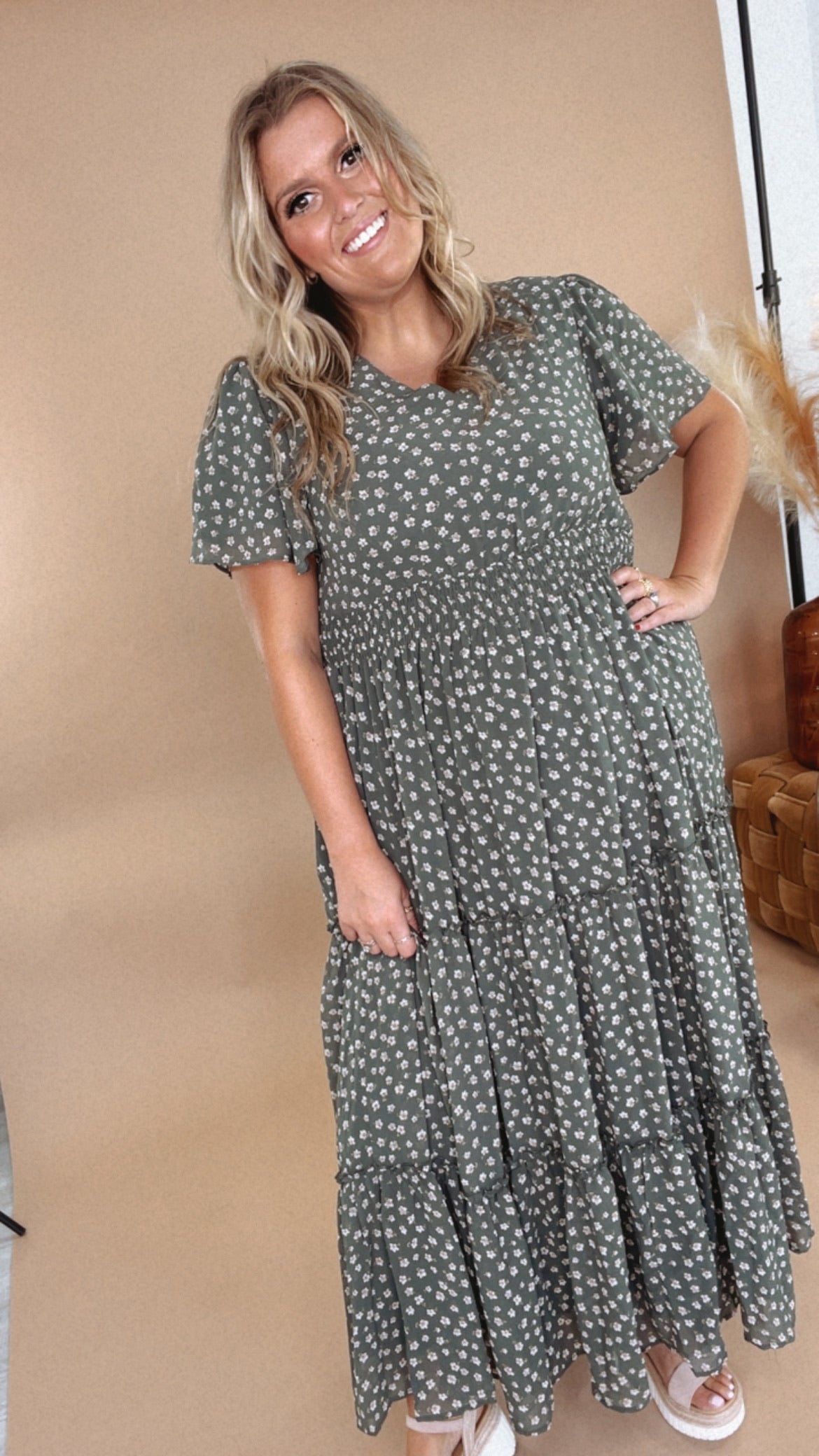 ECB Exclusive: Many Moments Floral Maxi Dress, Green