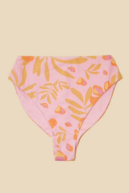 High Tide Reversible Cheeky Bikini Bottom - Pink Tropics