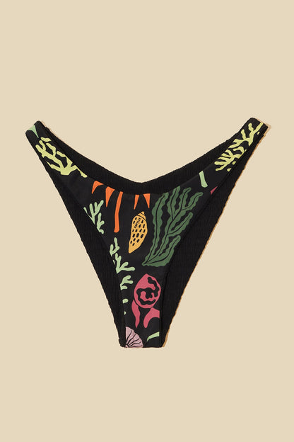 Seascape Reversible Bikini Bottom - Black Dilly