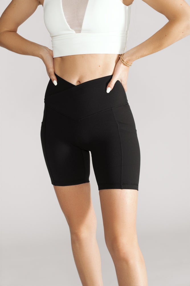 Crisscross Hourglass® Biker Short with Pockets - Black