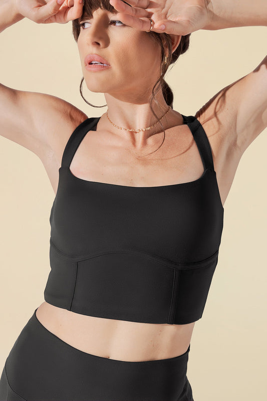 Daphne Corset Crop Top - Black