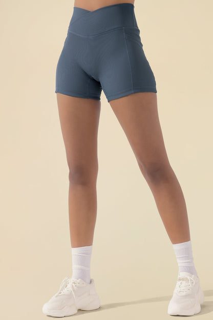 Crisscross Hourglass® Midi Shorts with Pockets (Ribbed) - Dark Navy