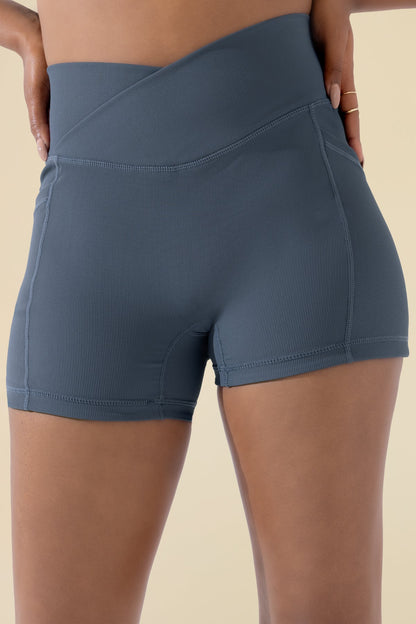 Crisscross Hourglass® Midi Shorts with Pockets (Ribbed) - Dark Navy