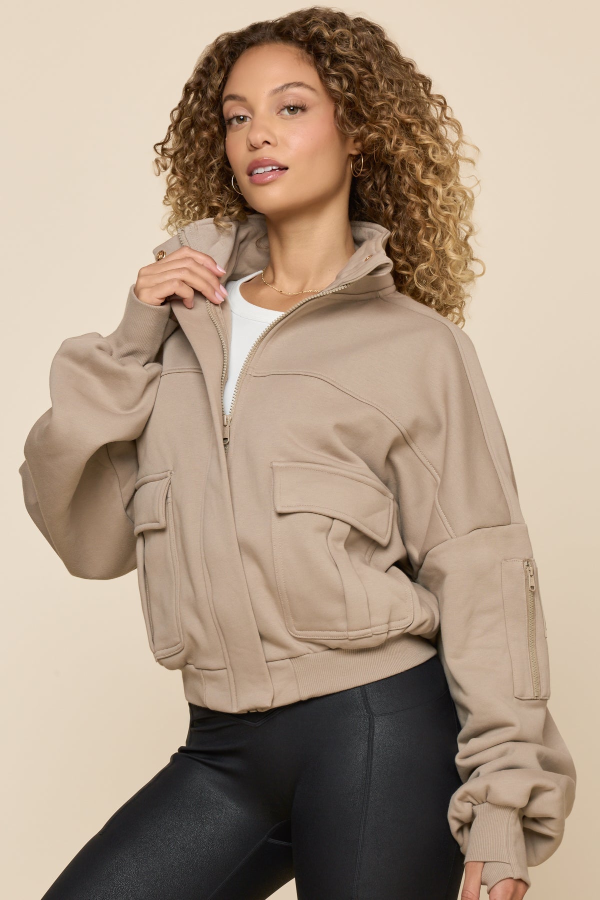 Cloud Bomber Jacket - Taupe