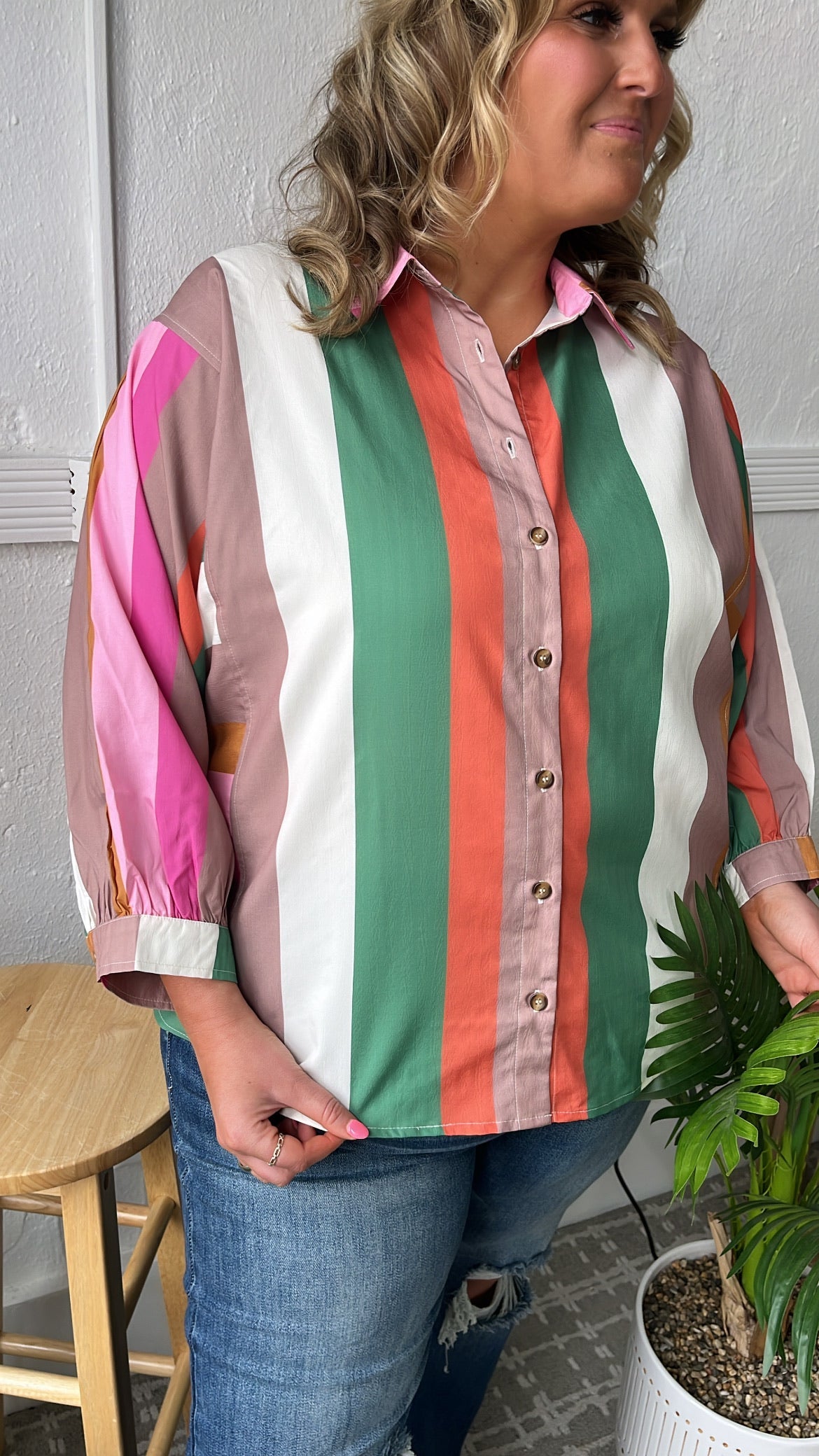 All Retro Multi Color Striped Top