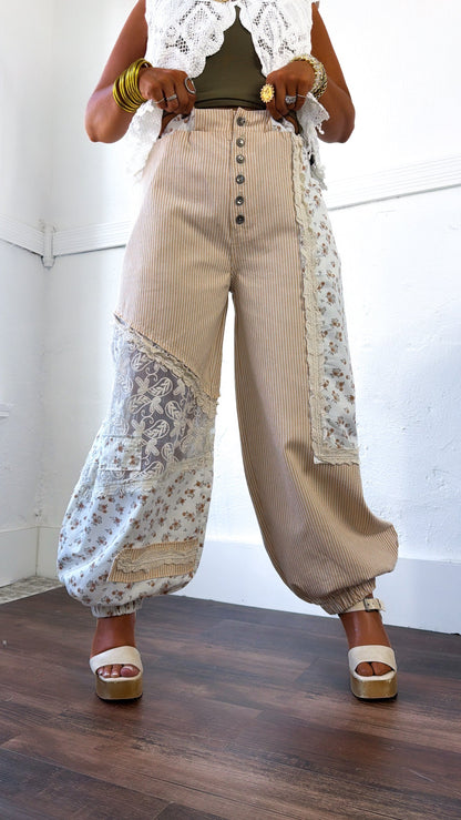 Hempstead Striped Joggers, Tan Stripe