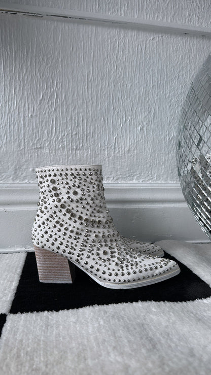 Hazel Studded Bootie, White