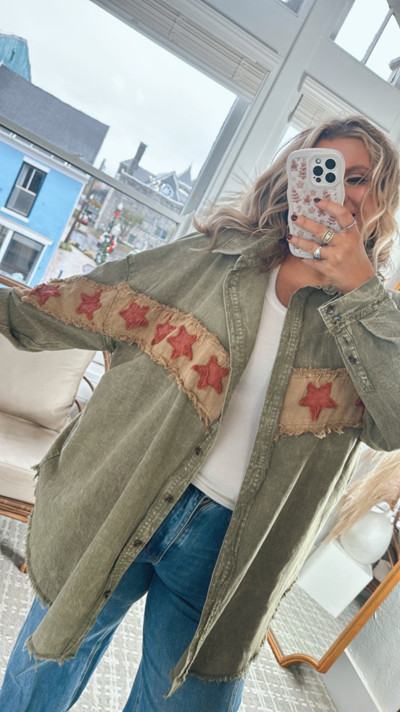 All The Stars Washed Button Down Top, Olive
