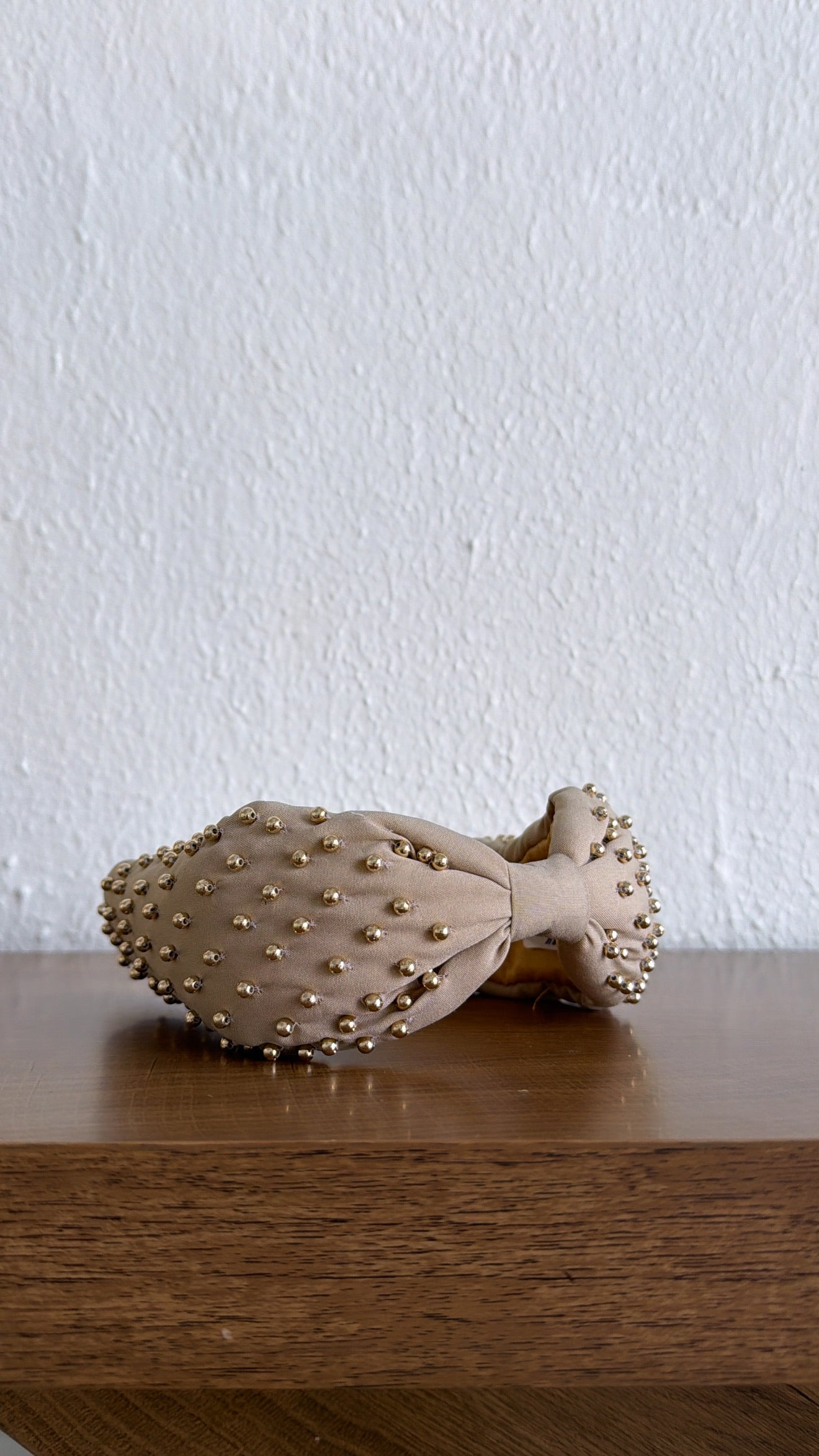 Metal Ball Beaded Headband, Beige
