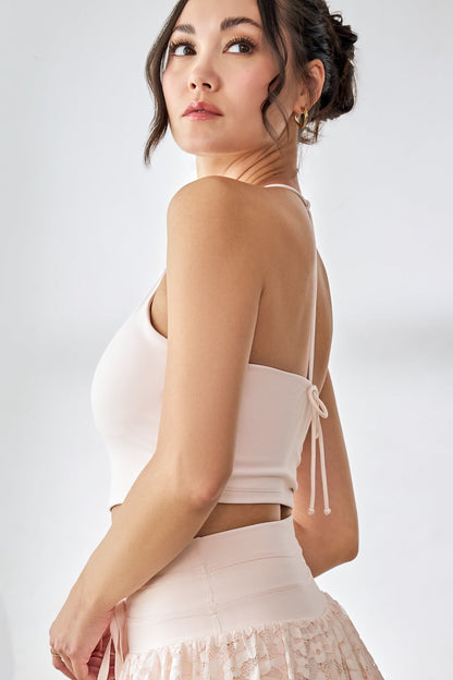 Flexy Crop Top with Bow - Tutu Pink