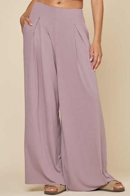 Go with the Flow Wide Leg Pant - Dusty Mauve